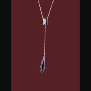 Laundry By Shelli Segal Oxidized Silver Y Teardrop 33mm Pendant 16" Chain